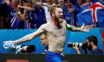 Football Soccer - England v Iceland - EURO 2016 - Round of 16 - Stade de Nice, Nice, France - 27/6/16Iceland's Aron Gunnarsson celebrates after the gameREUTERS/Michael Dalder Livepic