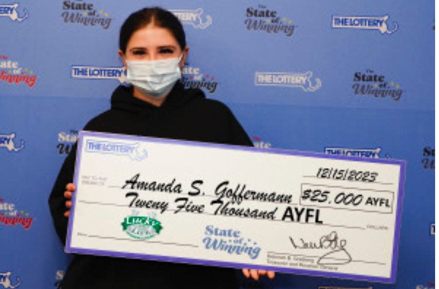 Amanda Goffermann of Saugus is the winner of a $25,000 a year for life prize.