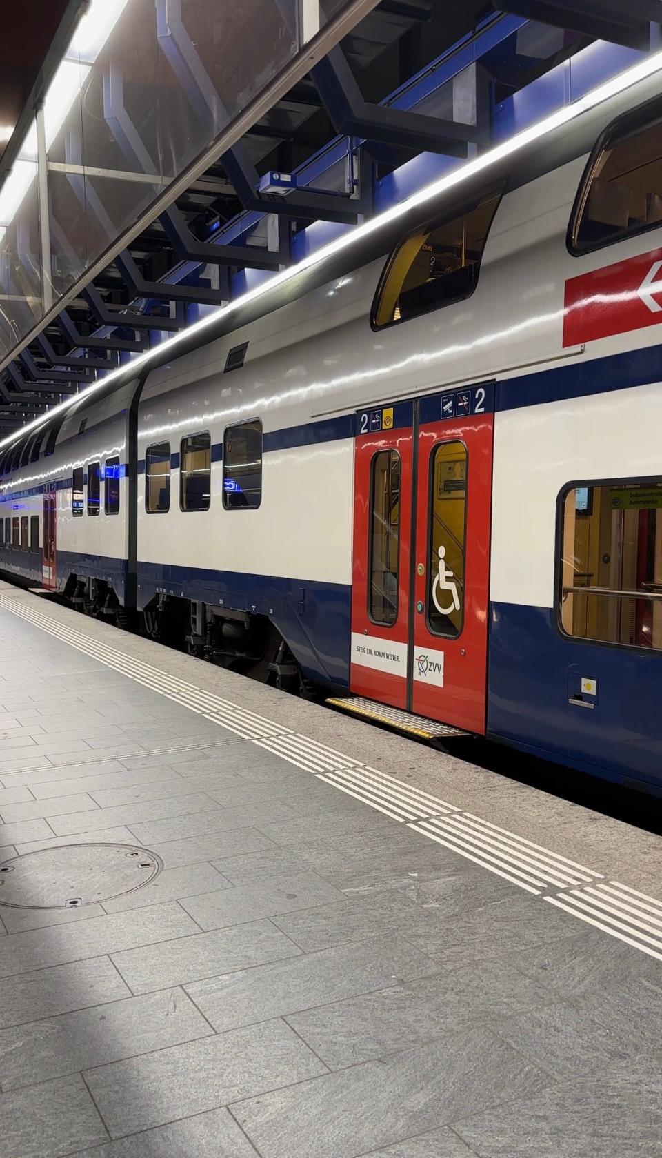 A view of the train in Zurich, Switzerland.