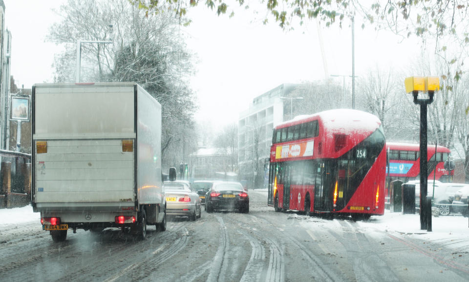 <em>Disruption – rail passengers were advised not to travel while motorists were urged not to go anywhere unless unavoidable (Picture: PA)</em>