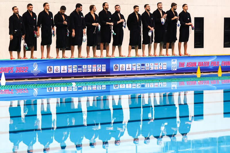 Social media shows Iran water polo players fail to sing anthem, seen as support for protests