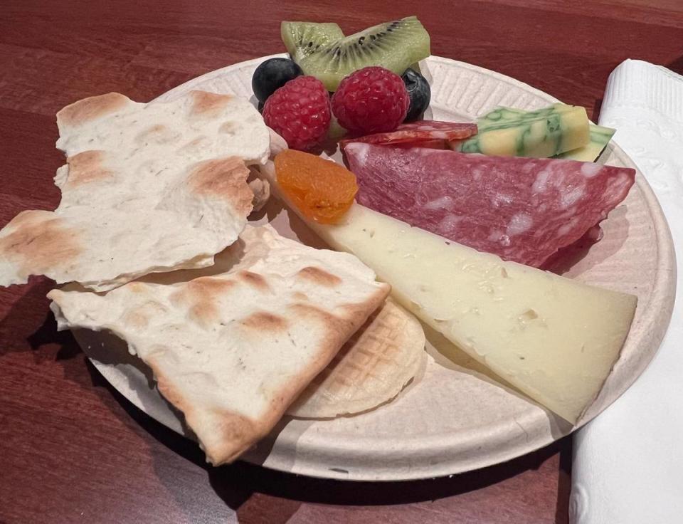 A mini-charcuterie board for the pallet during the Bites of the Bluegrass walking food and history tour of downtown Lexington, Ky on March 21, 2024.