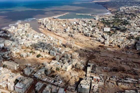 Libya's eastern city of Derna on Sept. 18, 2023, following deadly flash floods.<span class="copyright">Mahmud Turkia—AFP/Getty Images</span>