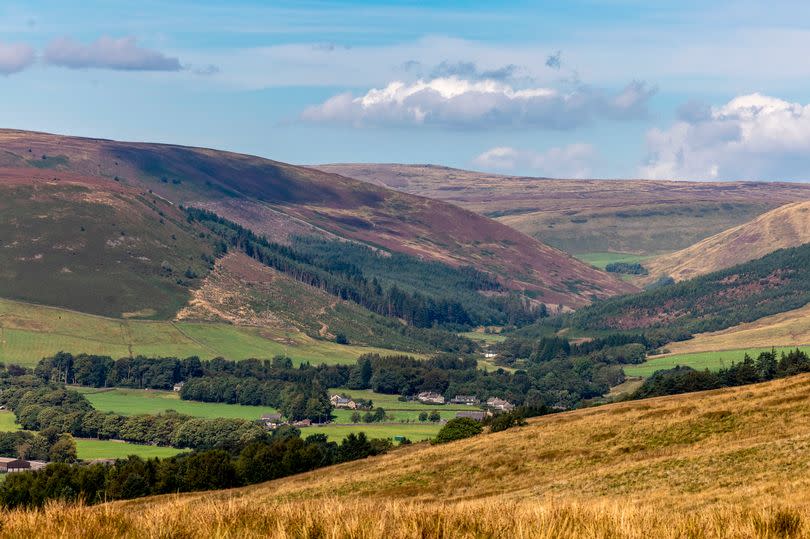 View from the hillside looking down towards Dunsop Bridge in the Trough of Bowland