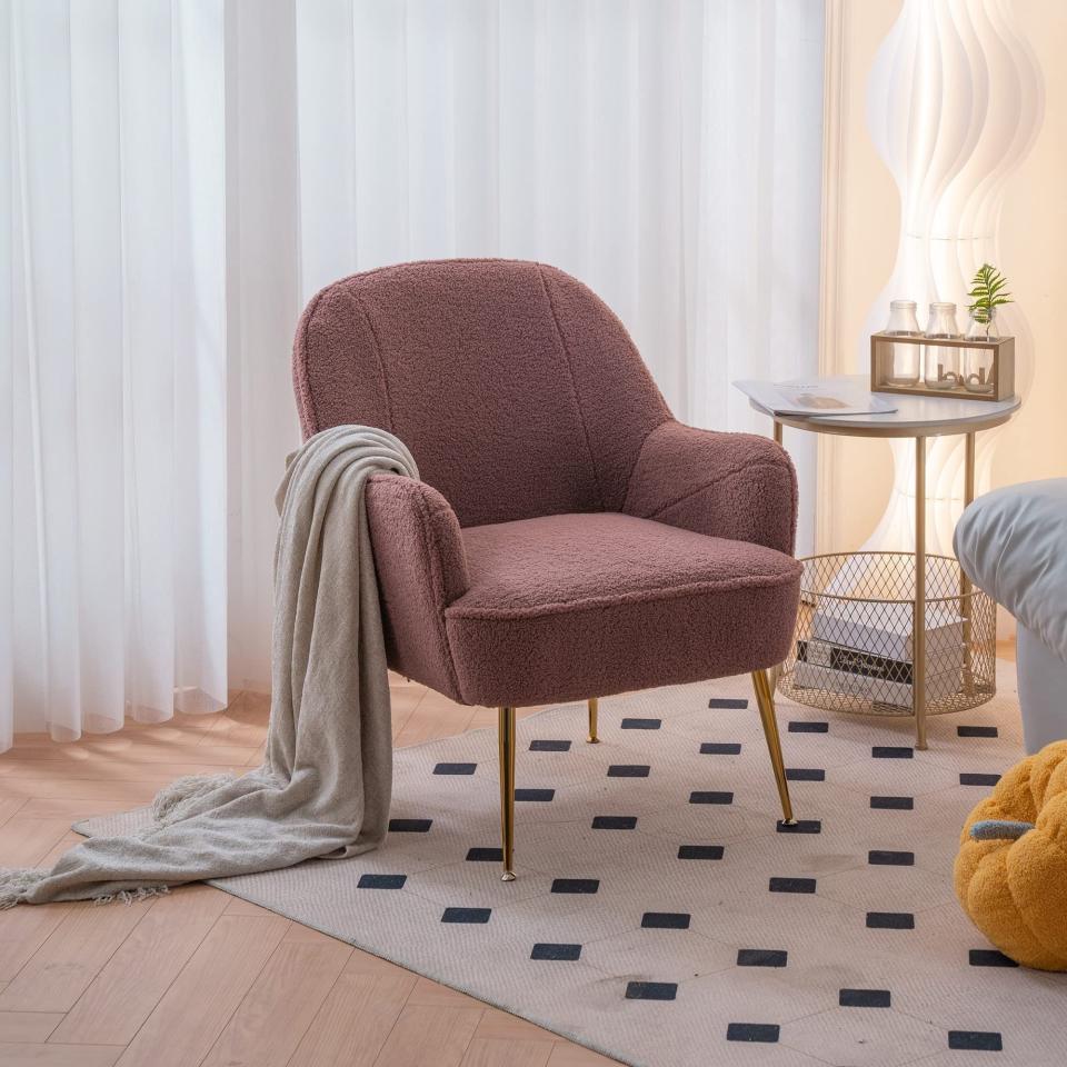 Goujxcy Modern Teddy Fabric Shell Chair