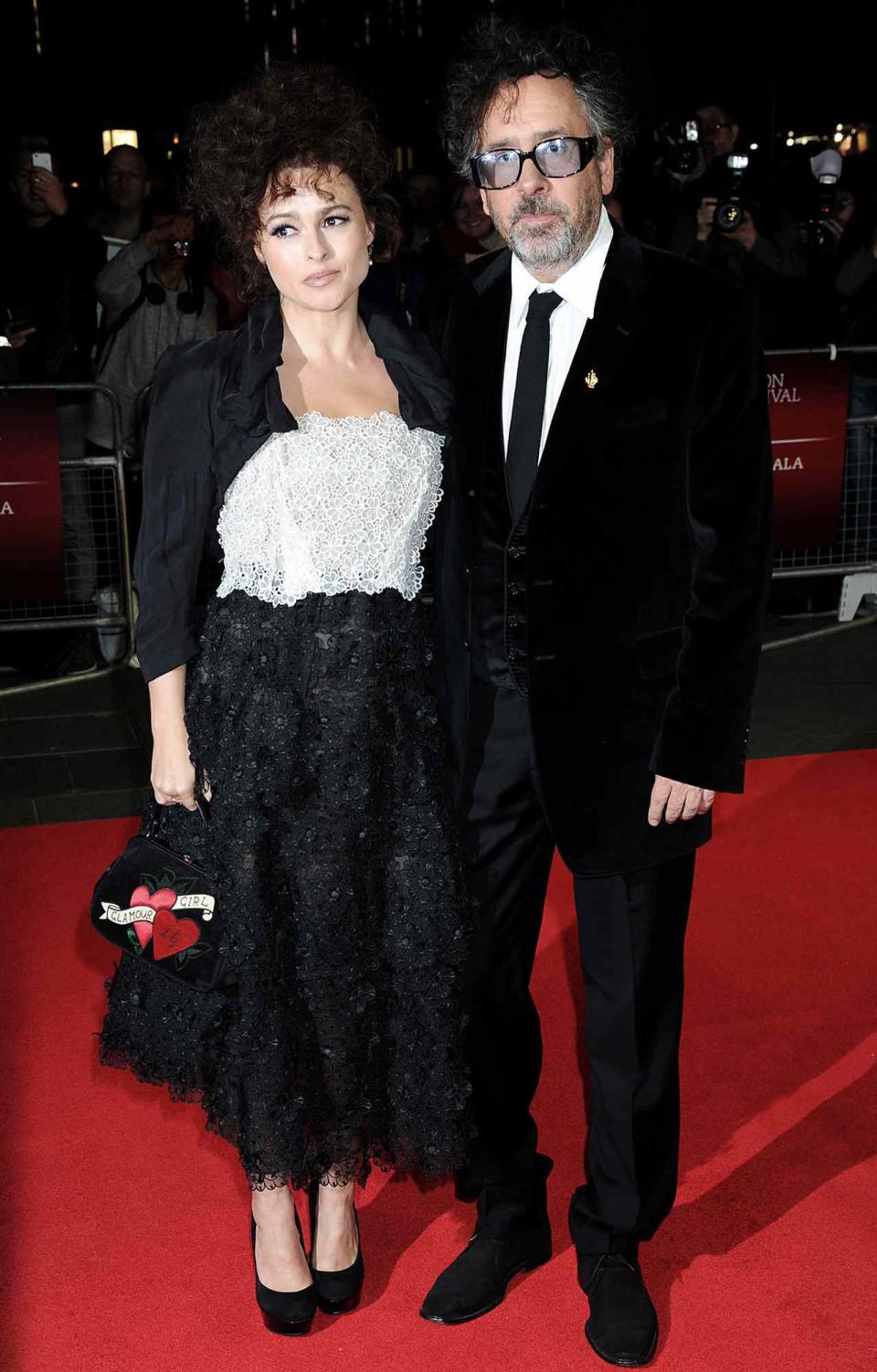 Helena Bonham Carter and director Tim Burton attend the premiere of 'Frankenweenie 3D' which opens the 56th BFI London Film Festival at the Odeon Leicester Square on October 10, 2012 in London, England