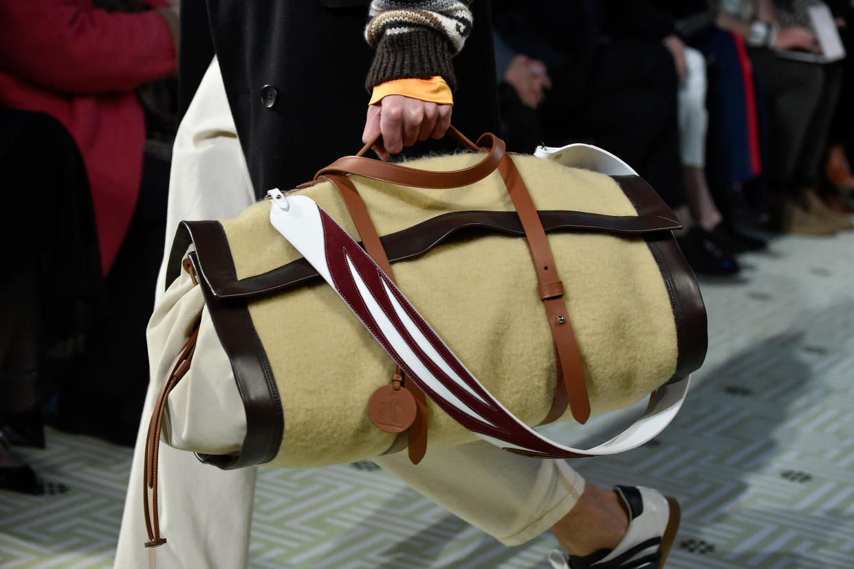 PARIS, FRANCE - FEBRUARY 27: A model, bag detail, walks the runway during the Lanvin show as part of the Paris Fashion Week Womenswear Fall/Winter 2019/2020 on February 27, 2019 in Paris, France. (Photo by Peter White/Getty Images)