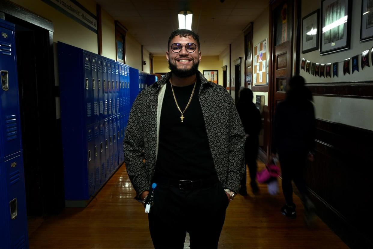 Blackstone Valley Prep and URI graduate Mikey Correa teaches seventh-grade science at BVP Junior High School. He also coaches soccer, runs a homework club and devotes his evenings to homework – his students' and his own. “At the end of the day, I need to be doing right by these kids,” he said. “I will make any sacrifice for them.”
