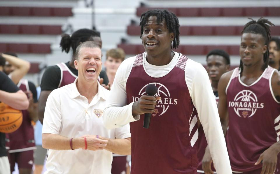 Iona basketball head coach Tobin Anderson hosts player Clarence Rupert's meet and greet and open practice at Hynes Athletic Center in New Rochelle on August 3, 2024.