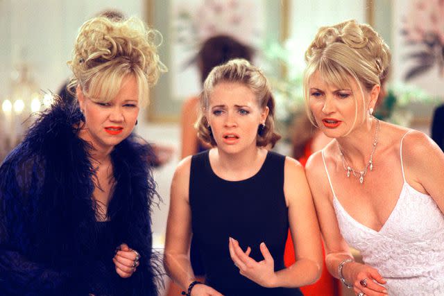 <p> Randy Holmes/Disney General Entertainment Content via Getty </p> Caroline Rhea (left) with Melissa Joan Hart (center) and Beth Broderick on 'Sabrina the Teenage Witch'