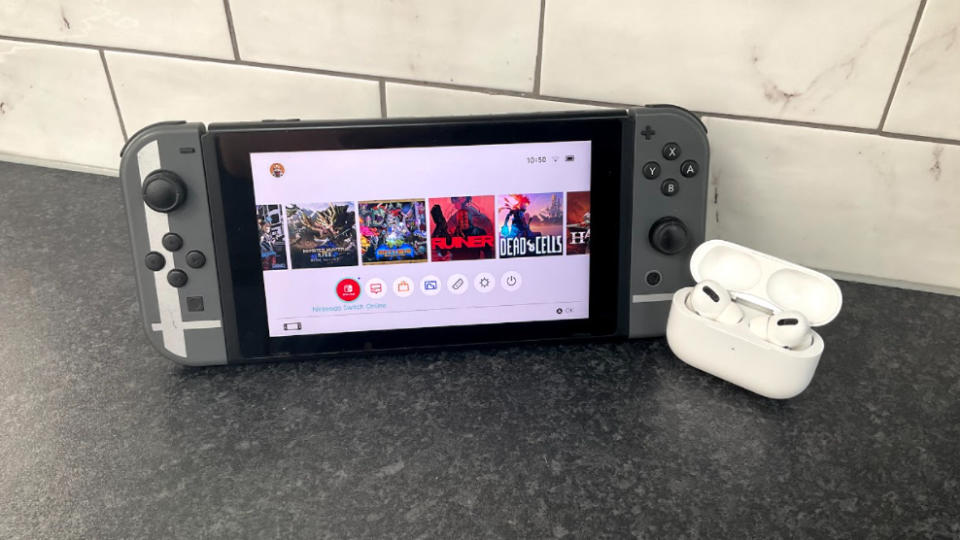 Nintendo Switch with Apple AirPods Pro