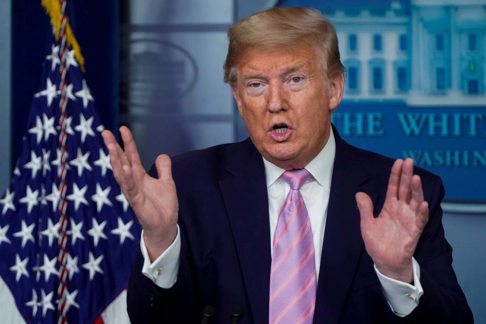 President Donald Trump addresses the daily coronavirus task force briefing at the White House (REUTERS)