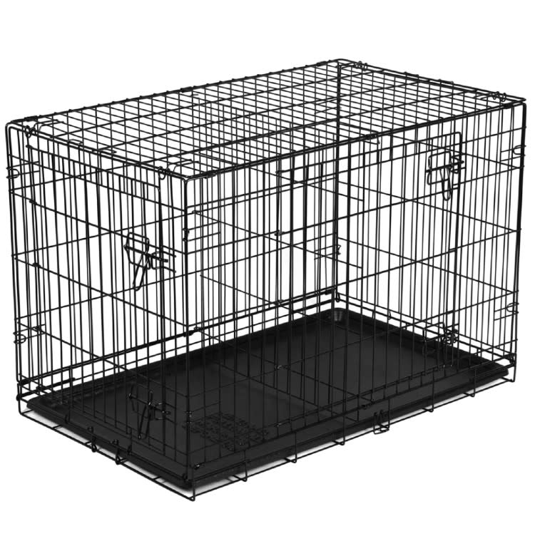 Vibrant Life Folding Dog Crate, 36" Double Door Kennel with Divider. (Photo: Walmart)