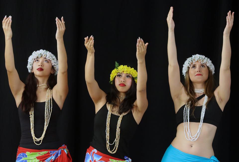 Sunshine From Polynesia dancers perform during the Voices of Pacific Island Nations Together for Education Fundraiser and Luau at the Clearwater Casino in Suquamish on Saturday, Aug. 12, 2023.