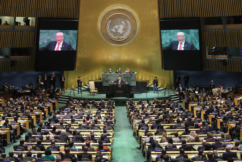 President Donald Trump addresses the U.N. General Assembly on Tuesday in New York City. (Photo: John Moore via Getty Images)