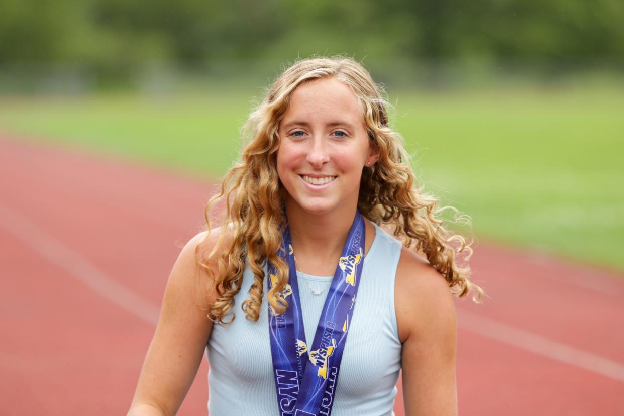 Ethne Degan of the Bainbridge-Guilford/Afton girls indoor track & field team.