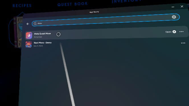 Opening the Meta Quest Move app