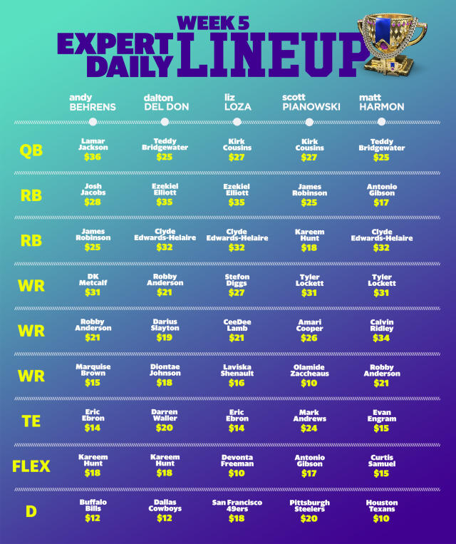 Yahoo Fantasy Football Picks Week 5: NFL DFS lineup advice for