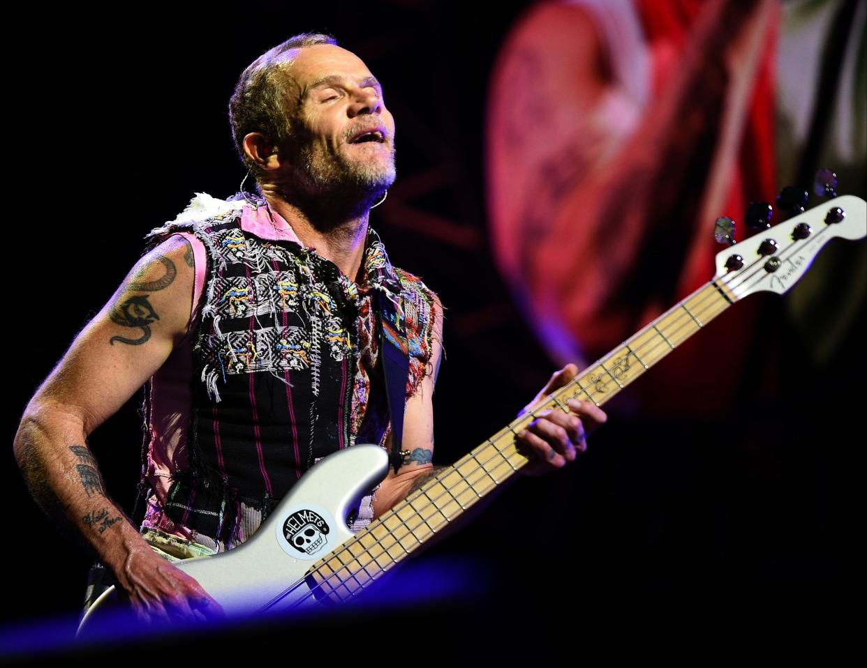 Red Hot Chili Peppers Flea performs at the Bonnaroo Music and Arts Festival in Manchester, Tenn, June 10, 2017.