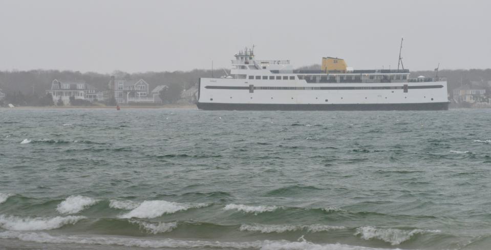 In this March 2021 photo, Steamship Authority's ferry, Eagle, makes its way off Veterans Beach on its return trip from Nantucket. Merrily Cassidy/Cape Cod Times