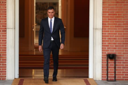 Spain's acting Prime Minister Pedro Sanchez meets opposition leader Pablo Casado at the Moncloa Palace in Madrid