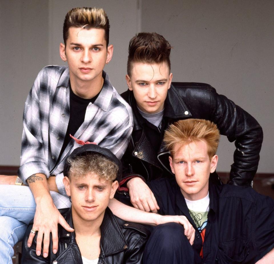 Depeche Mode, studio group portrait, Berlin, July 1984, clockwise from top left Dave Gahan, Alan Wilder, Andrew Fletcher, Martin Gore. (Photo by Michael Putland) (Getty Images)