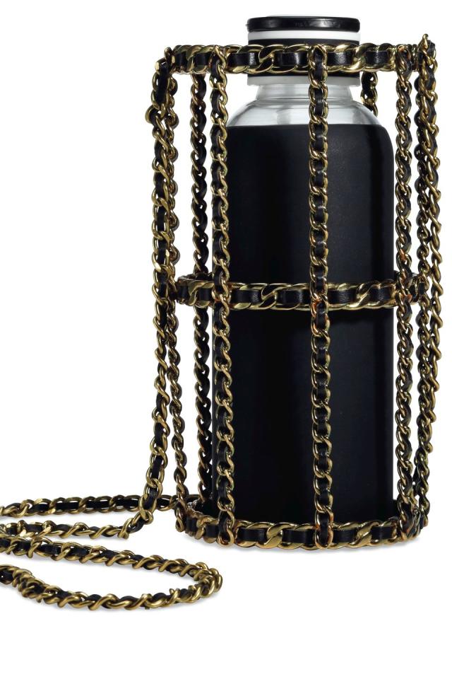 Chanel Black Leather & Gold Metal Bottle Holder '94 Vintage
