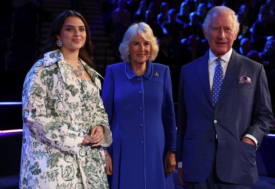 King Charles and Queen Camilla with Mae Muller