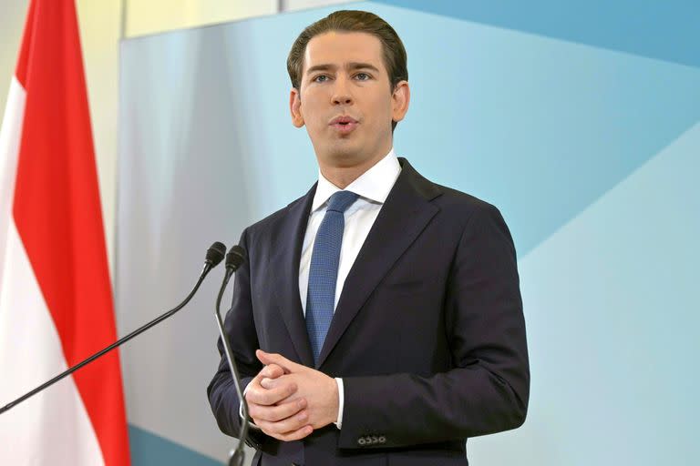 Sebastian Kurz, durante el anuncio de su retiro de la vida política en Viena