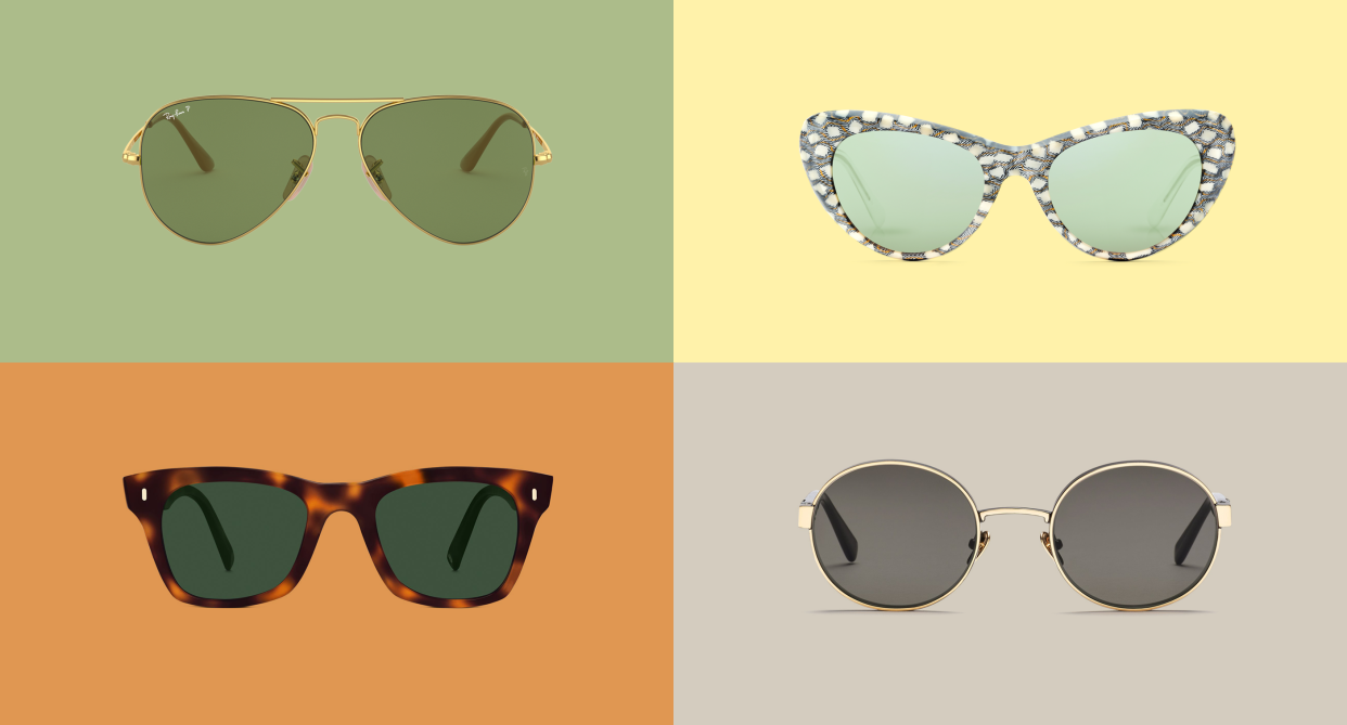 The ultimate 2019 summer sunglasses guide to buying the right pair for your face shape. (Photo: Ray-Ban, Krewe, Warby Parker, Westward Leaning, Art: Yahoo Lifestyle photo-illustration)