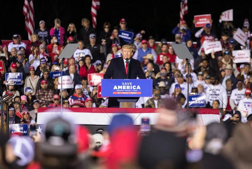 Former President Donald Trump spoke at a rally last month in Conroe.