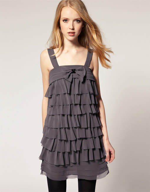 <b>Girlish and grey</b><br><br> Jazz up a night on the town with your girls in this tiered grey dress. We love the cute bow detail and the additional layers just urge you to twirl! <br><br>Sugarhill Boutique flapper dress £25 from <a href="http://www.asos.com/Sugarhill-Boutique/Sugarhill-Boutique-Flapper-Dress/Prod/pgeproduct.aspx?iid=1911277&SearchQuery=flapper&sh=0&pge=0&pgesize=20&sort=-1&clr=Black" rel="nofollow noopener" target="_blank" data-ylk="slk:asos.com;elm:context_link;itc:0;sec:content-canvas" class="link ">asos.com</a>