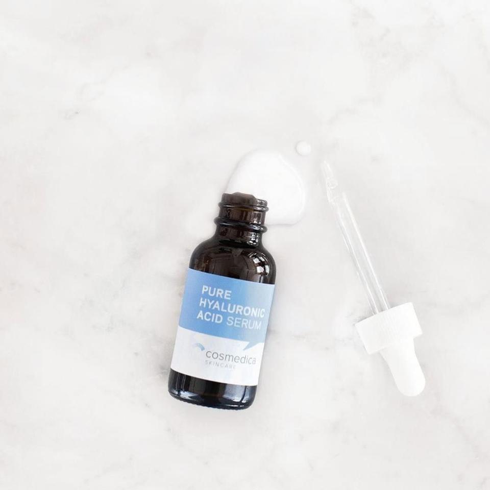 The anti-aging serum from Cosmedica is made from pure hyaluronic acid, which helps improve skin tone, reduces fine lines and wrinkles, brightens skin, and is super moisturizing.
