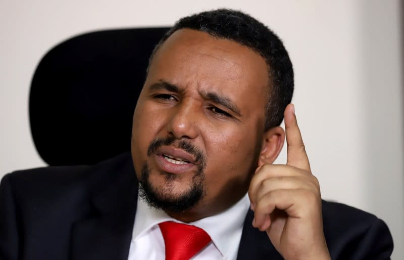 Jawar Mohammed, an Oromo activist and leader of the Oromo protest speaks during a Reuters interview at his house in Addis Ababa