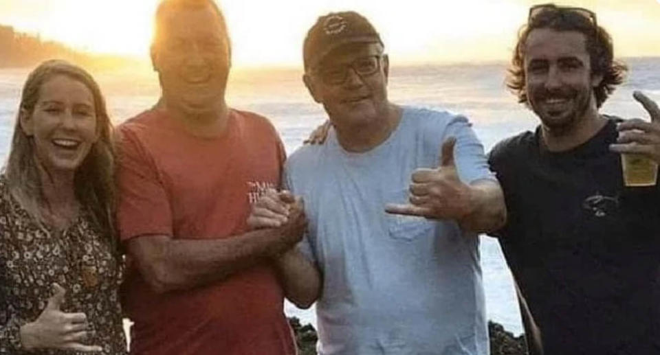 Scott Morrison with three others in Hawaii