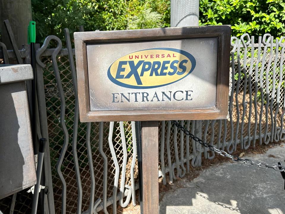 universal express queue entrance in front of a ride at universal orlando