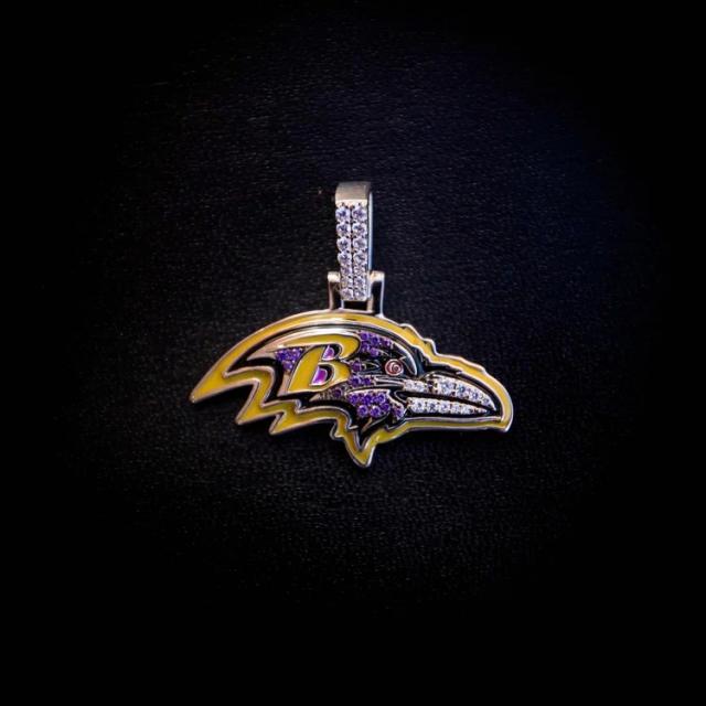 Baltimore Ravens Helmet Pendant, 14K White - The GLD Shop