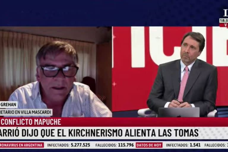 John Grehan es vecino de Villa Mascardi, sufrió el ataque de grupos extremistas que se identifican con mapuches y le contó a Feinmann cómo es la situación en la región hoy, donde la violencia parece intensificarse