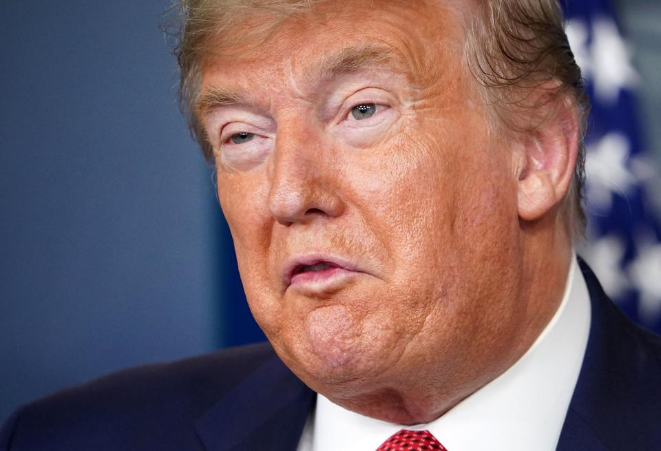 US President Donald Trump speaks during the daily briefing on the novel coronavirus, COVID-19, in the Brady Briefing Room at the White House on March 25, 2020, in Washington, DC. (Photo by MANDEL NGAN / AFP) (Photo by MANDEL NGAN/AFP via Getty Images)