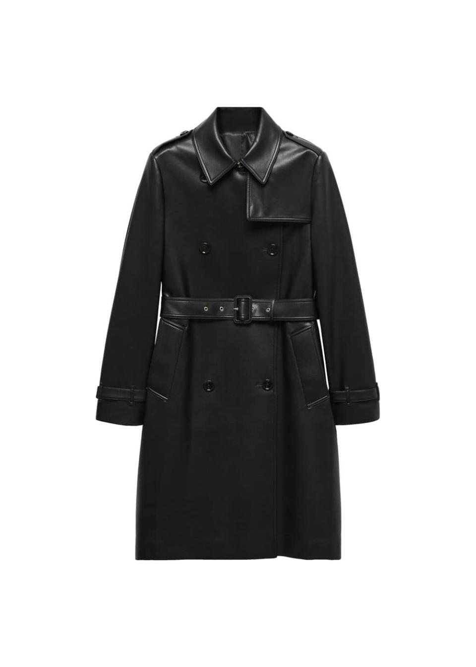 Leather-Effect Trench Coat -  Women