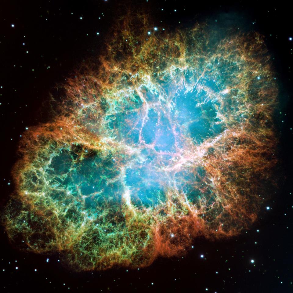 crab nebula green orange yellow web