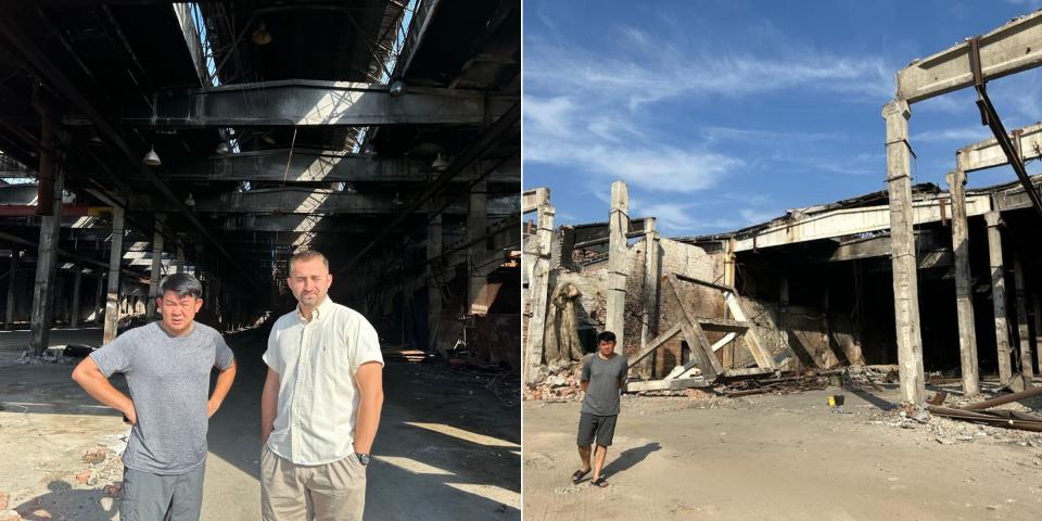 Lam and Taslim visited a warehouse they hired to assemble and store the container homes in Ternopil. It was bombed on TKTK, they said.
