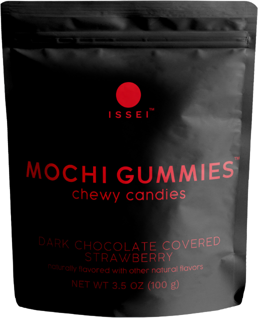 Issei Dark Chocolate Covered Strawberry Mochi Gummies.