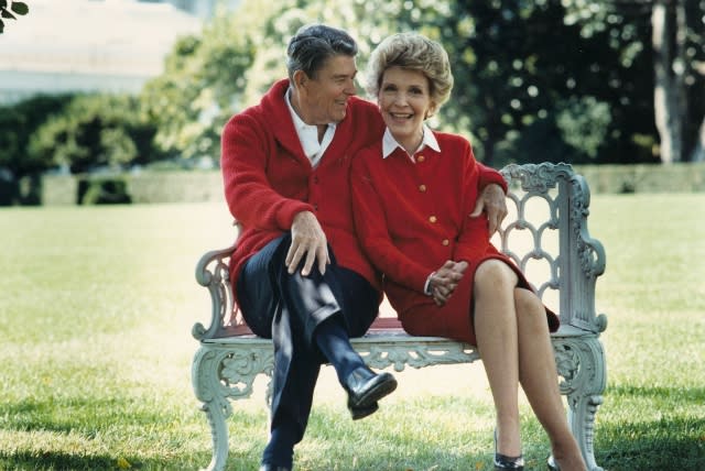 Former U.S. President Ronald Reagan and First Lady Nancy Reagan share a moment in this undated file photo. Reagan turns 93 on February 6, 2004.