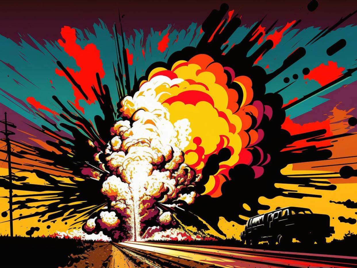 Illustration of exploding pipeline