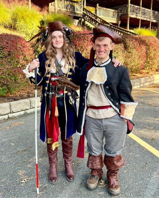 Kaylee Arthurs and Alec Worth took first place in the adult category in the October 2022 Halloween costume contest at Wood's Tall Timber Resort in Goshen Township.