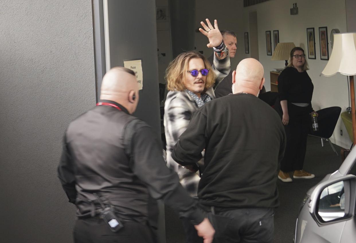 Johnny Depp arrives at the Sage Gateshead venue in Gateshead, England, Thursday June 2, 2022, where he joined Jeff Beck on stage. 