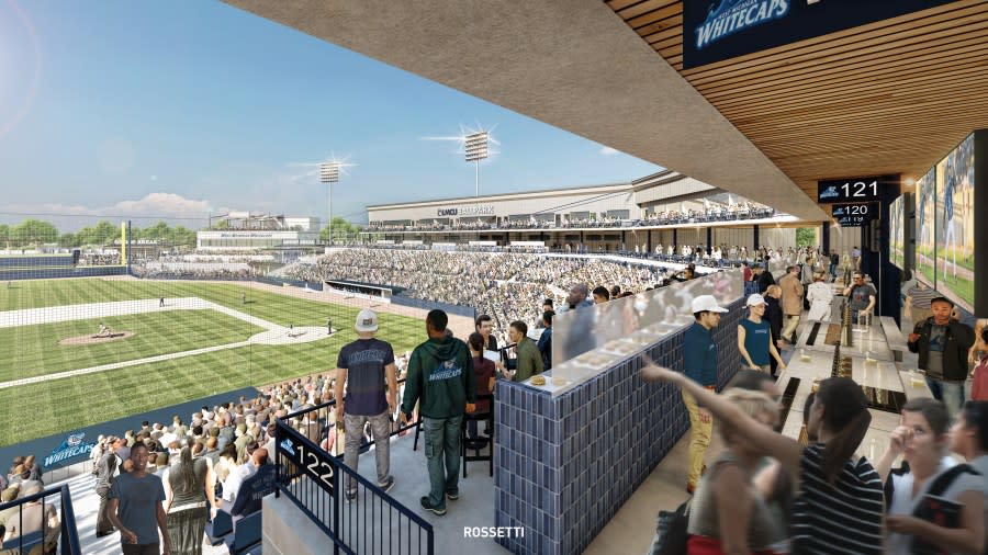 A rendering shows renovations to LMCU Ballpark. (Courtesy Whitecaps Media Department)