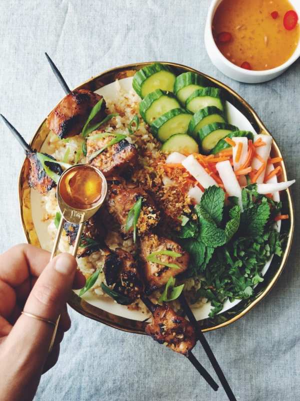 <p>Grilled Cheese Social</p><p>Light, refreshing and filling, grilled chicken bowls are packed full of Vietnamese Flavor.</p><p><strong>Get the recipe: <a href="https://grilledcheesesocial.com/2018/07/03/vietnamese-grilled-chicken-rice-bowls-with-pickled-veg-nuoc-cham/" rel="nofollow noopener" target="_blank" data-ylk="slk:Vietnamese Grilled Chicken Rice Bowls;elm:context_link;itc:0;sec:content-canvas" class="link rapid-noclick-resp">Vietnamese Grilled Chicken Rice Bowls</a></strong></p>