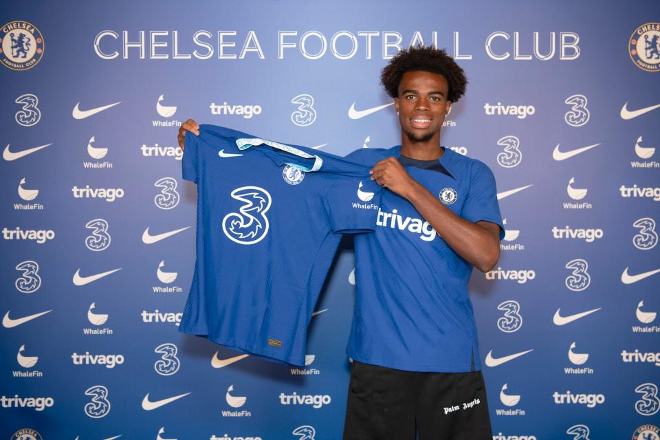 Chelsea Unveil New Signing Carney Chukwuemeka at Chelsea Training Ground.